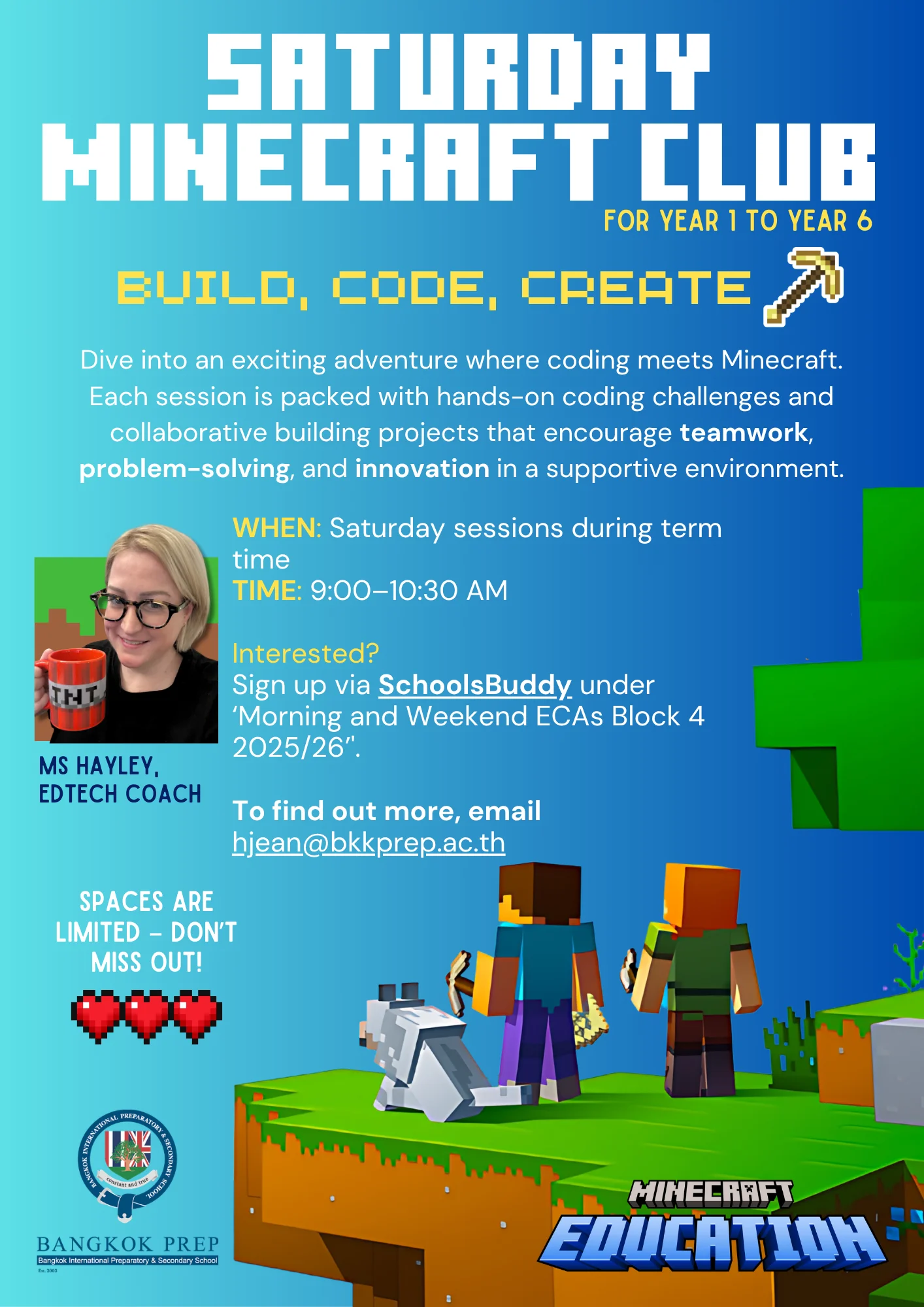 Saturday Minecraft Club for Years 1–6