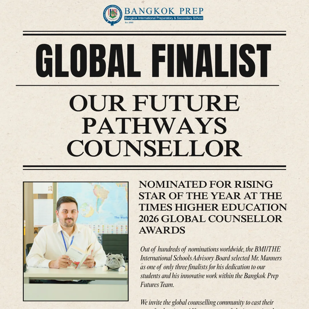Bangkok Prep’s Alexander Manners Named Finalist in Global Counsellor Awards 2026