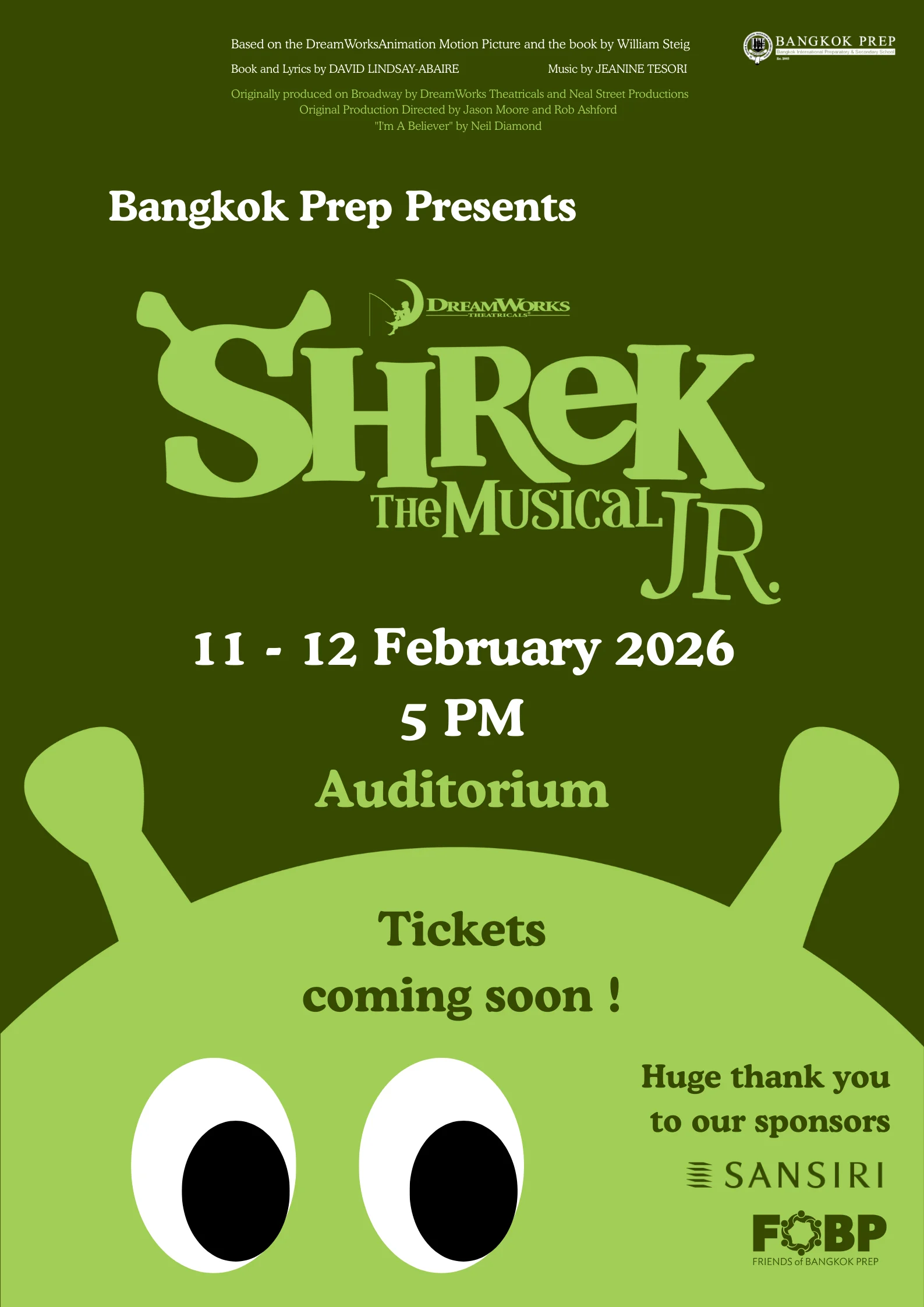 Bangkok Prep Presents: Shrek the Musical JR.