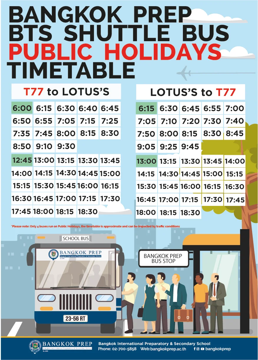 Transport note: Tuesday 4th March - Thai Public Holiday