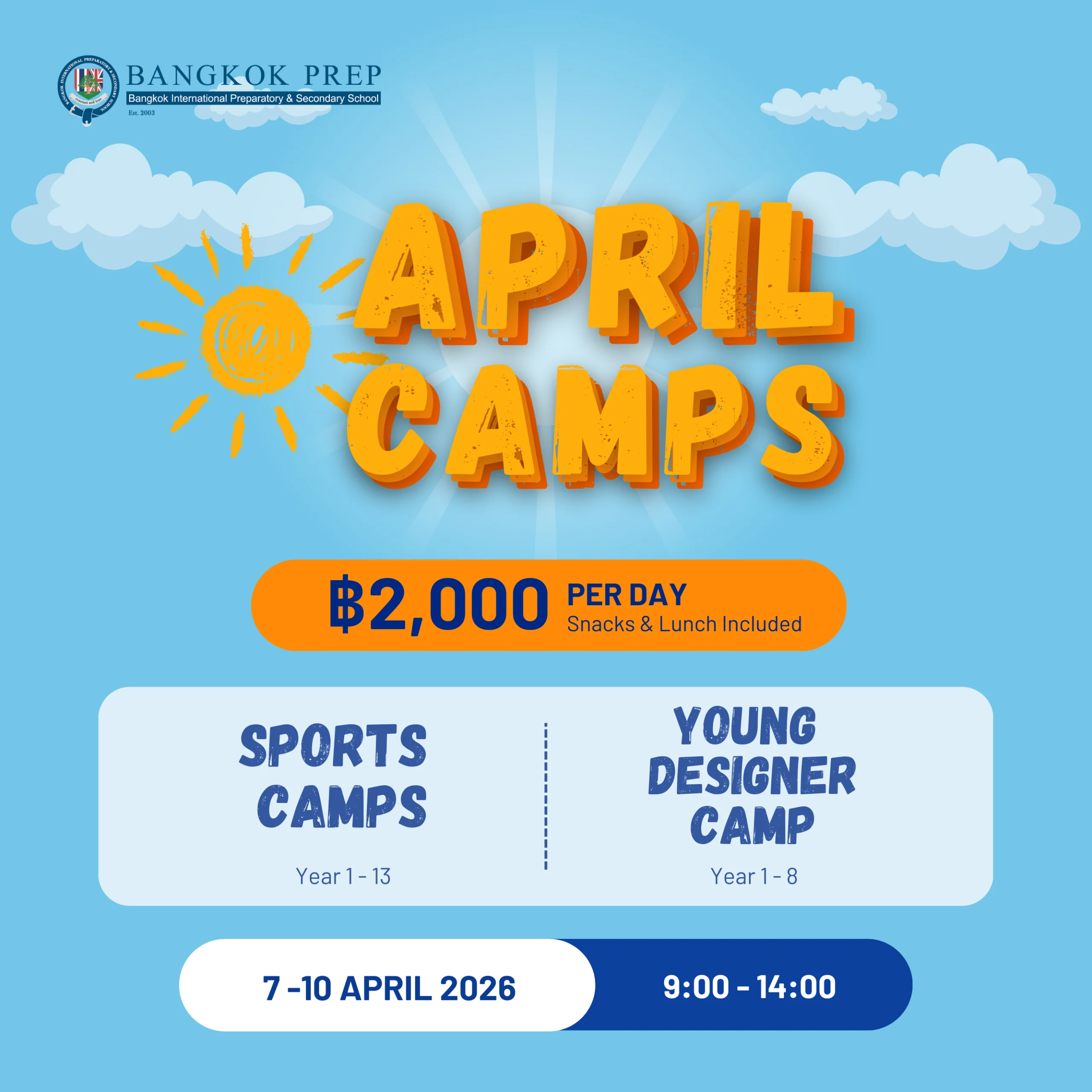 April Camps 2026 - NOW OPEN